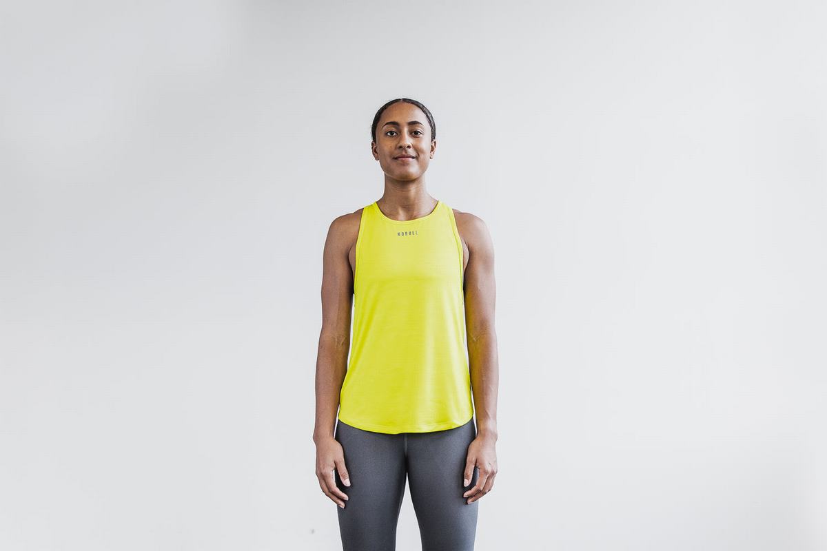 Debardeur Nobull Lightweight Textured Tank Neon Femme Jaune Camouflage | XG6294073