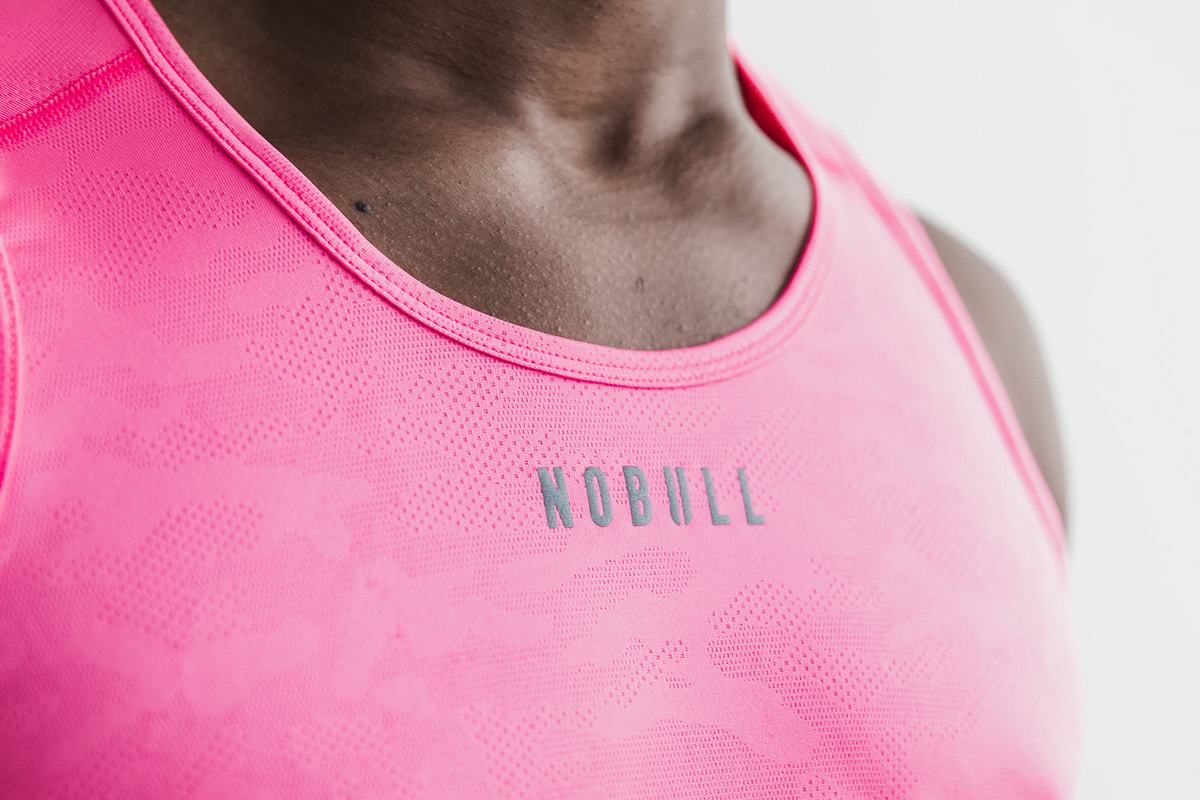 Debardeur Nobull Lightweight Textured Tank Neon Homme Rose Camouflage | XU4519306