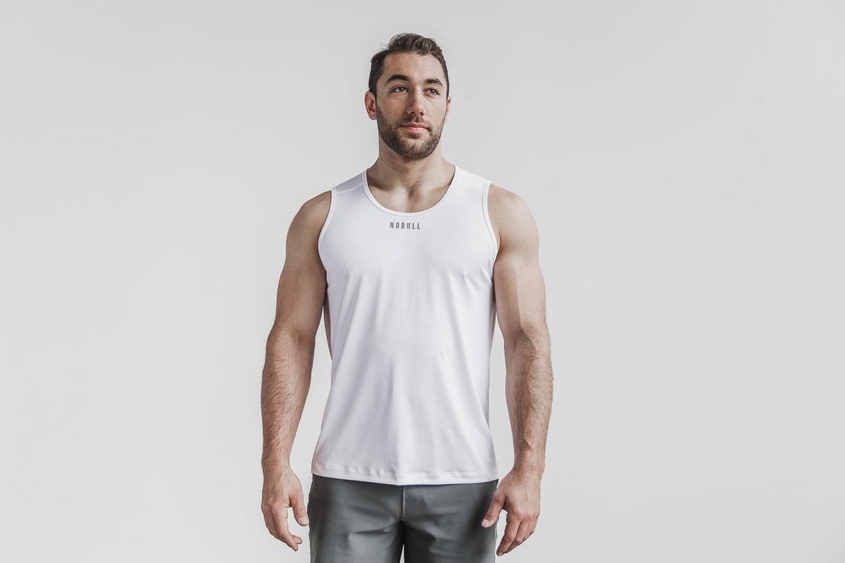 Debardeur Nobull Lightweight Textured Tank Homme Blanche Camouflage | YP3146972
