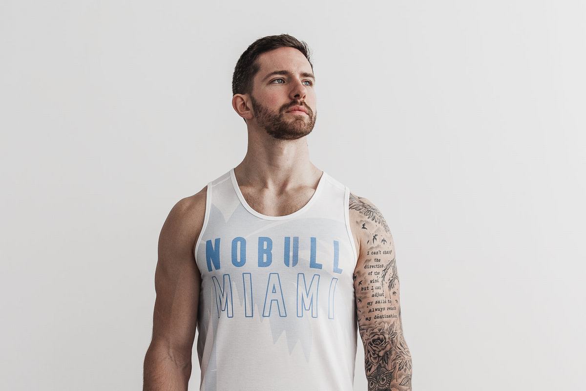 Debardeur Nobull Miami Palm Tank Homme Bleu | ZP7284501