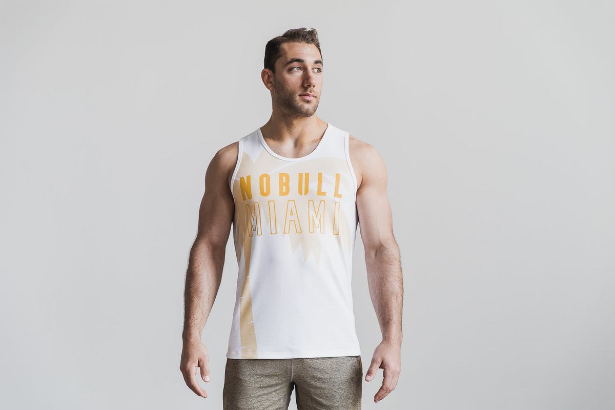 Debardeur Nobull Miami Palm Tank Homme Jaune | WH7651048