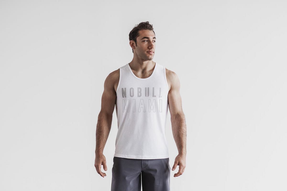 Debardeur Nobull Miami Tank Homme Blanche | FJ2978451