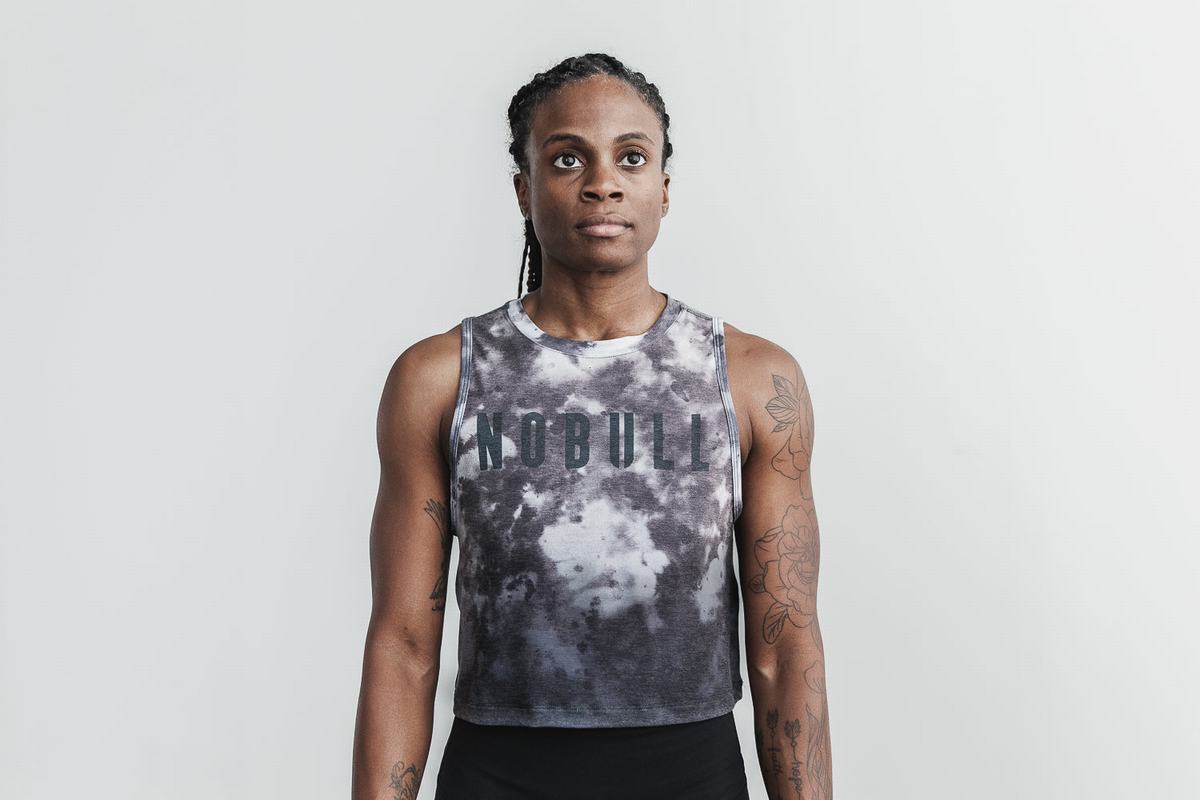 Debardeur Nobull Muscle Dip-Dye Tank Femme Blanche Noir | EM3428956