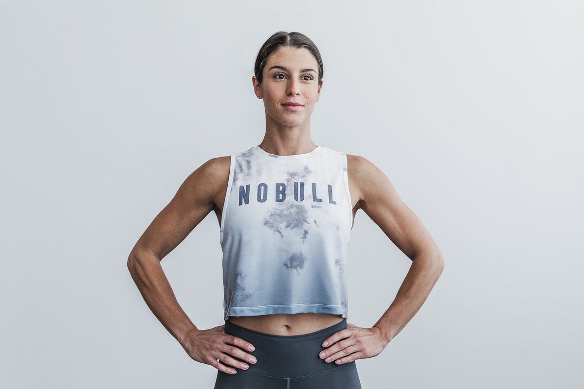 Debardeur Nobull Muscle Dip-Dye Tank Femme Blanche | RM5698307