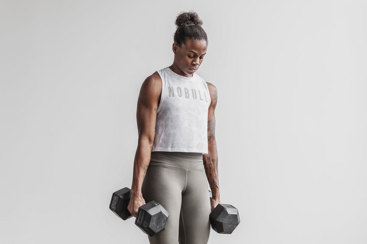 Debardeur Nobull Muscle Tank Femme Blanche Rose | SJ2875160