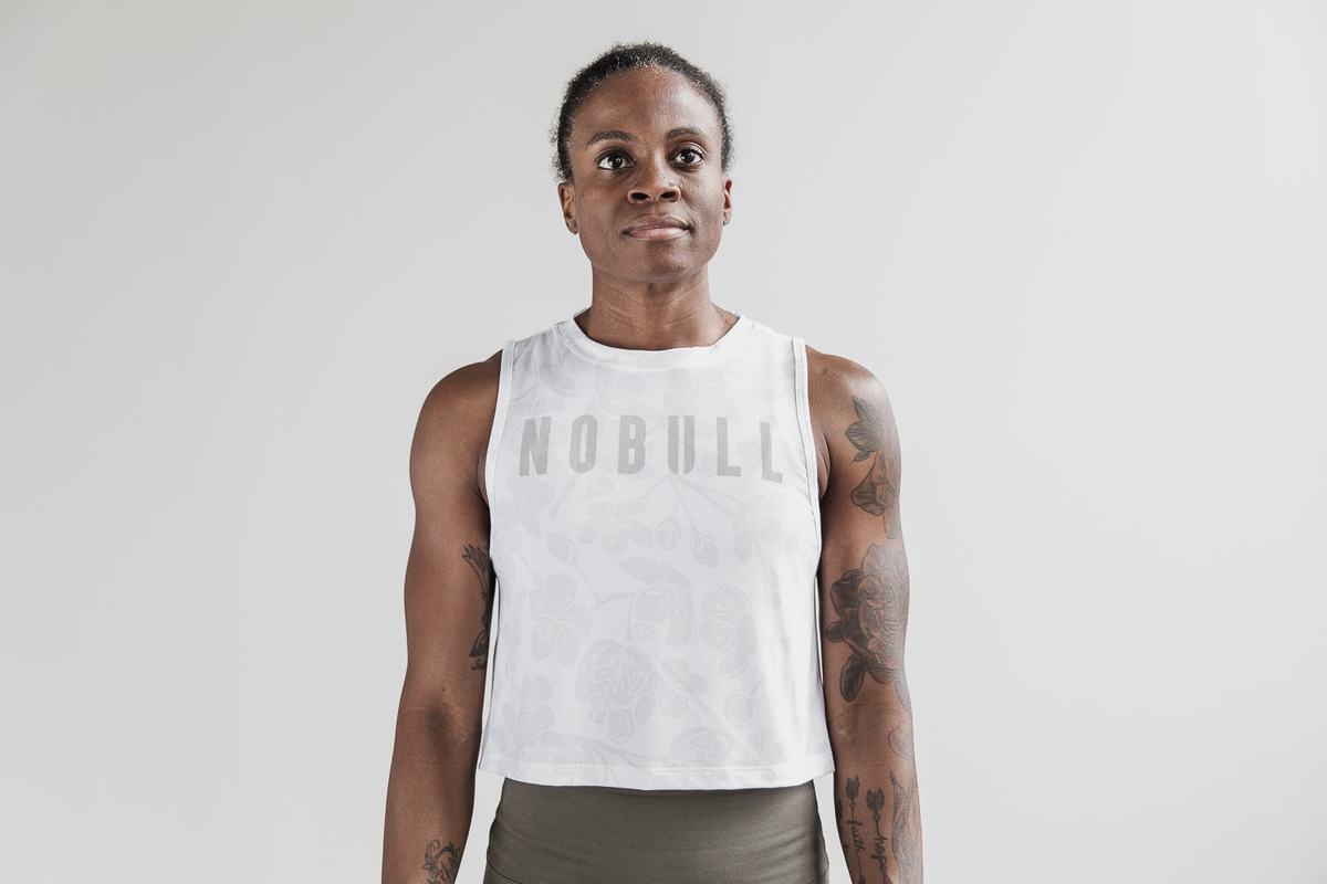 Debardeur Nobull Muscle Tank Femme Blanche Rose | SJ2875160
