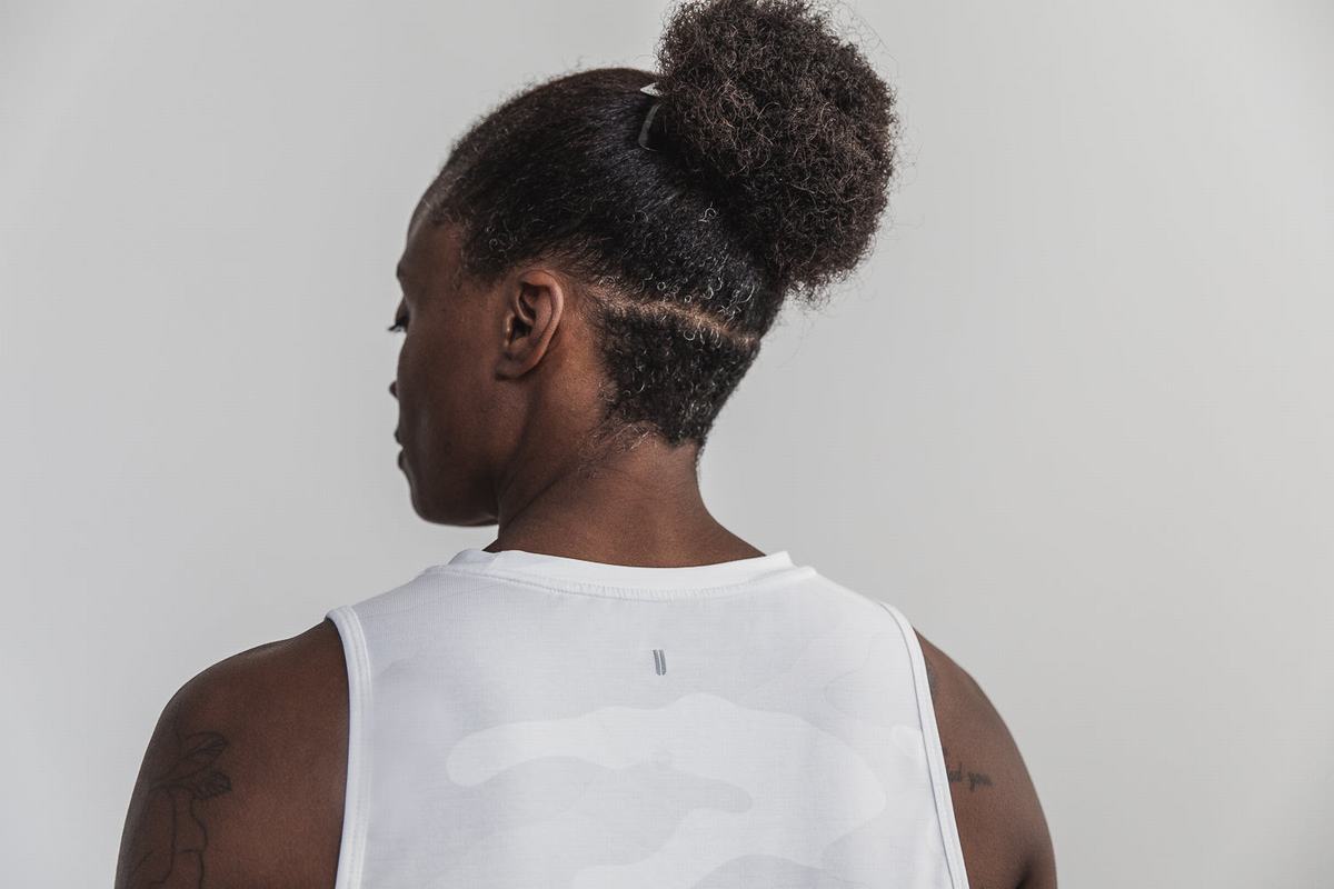 Debardeur Nobull Muscle Tank Femme Blanche Camouflage | YT1986435