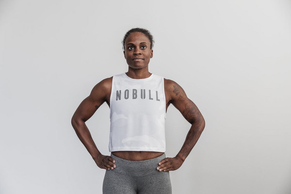 Debardeur Nobull Muscle Tank Femme Blanche Camouflage | YT1986435