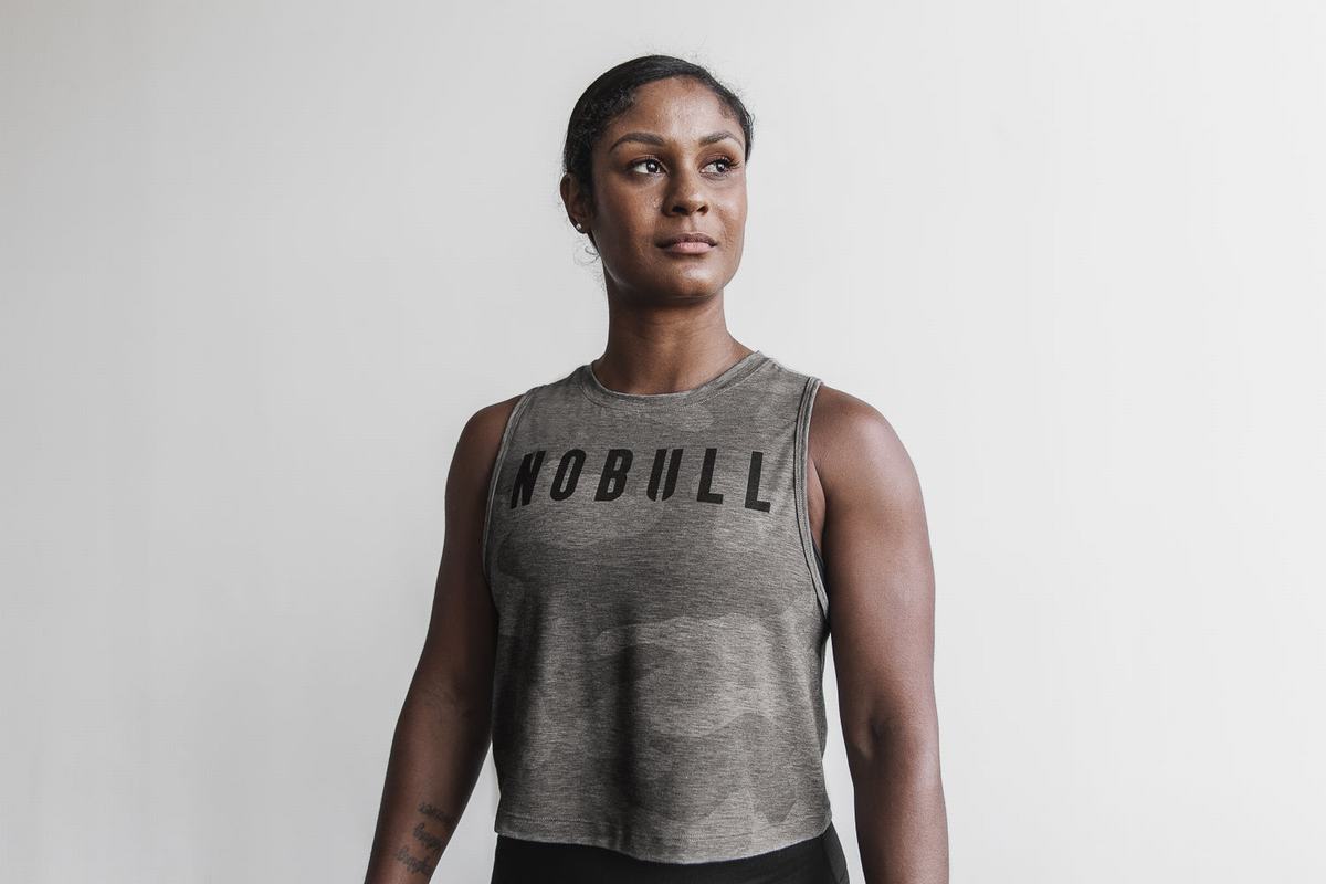 Debardeur Nobull Muscle Tank Femme Grise Camouflage | SE1024658
