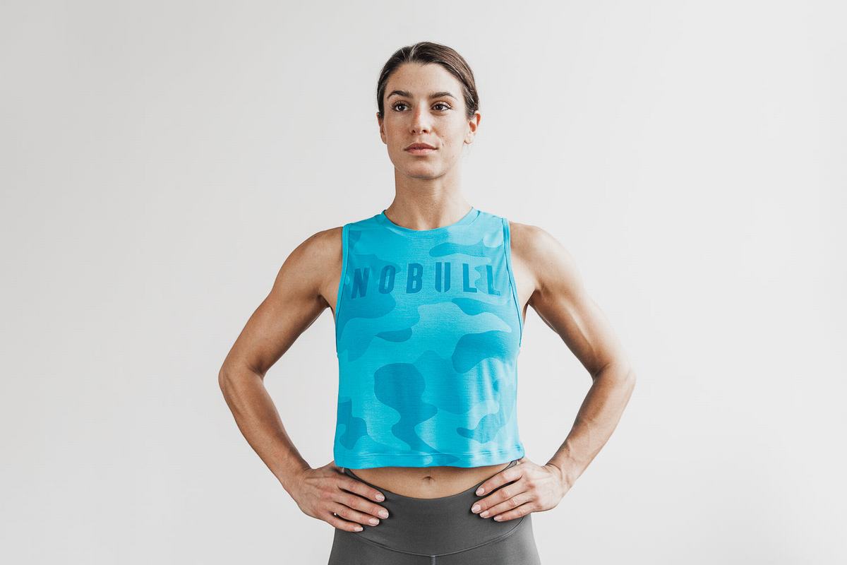 Debardeur Nobull Muscle Tank Neon Femme Bleu Camouflage | GT0219485