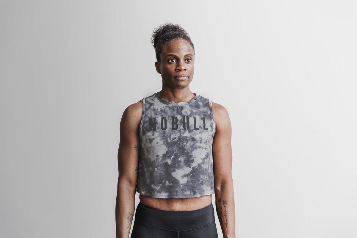 Debardeur Nobull Muscle Tank Tie-Dye Femme Blanche Noir | WX0462589