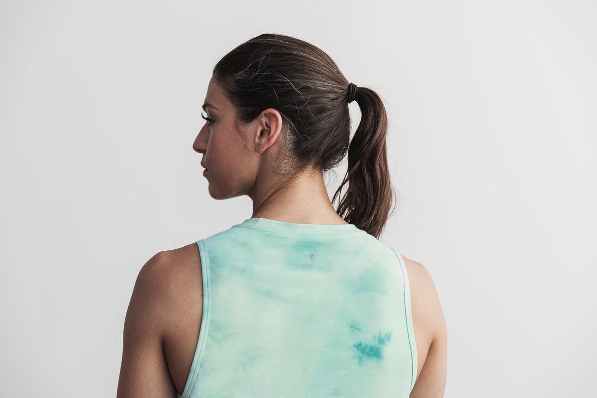 Debardeur Nobull Muscle Tank Tie-Dye Femme Turquoise Clair | XI5948703