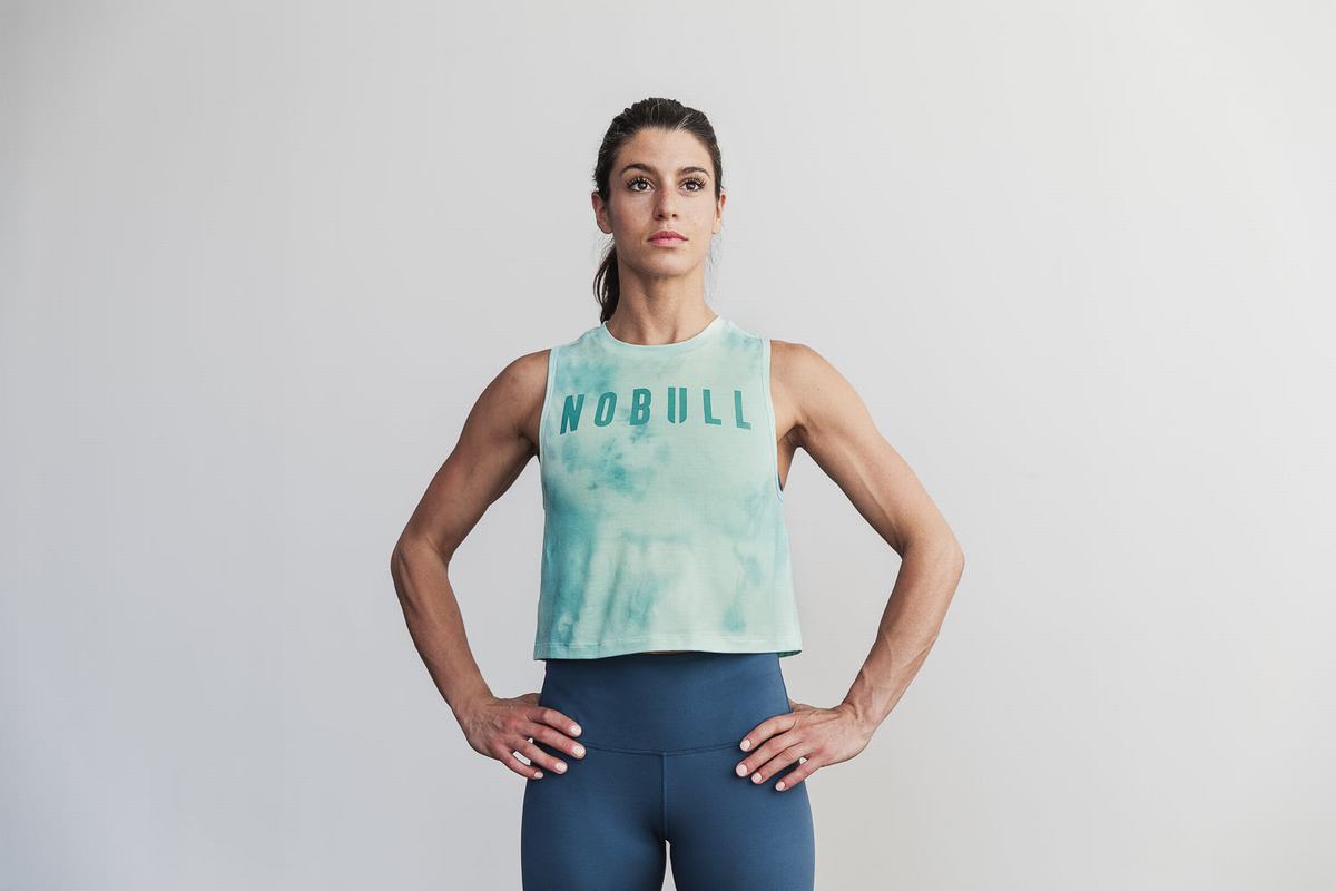 Debardeur Nobull Muscle Tank Tie-Dye Femme Turquoise Clair | XI5948703