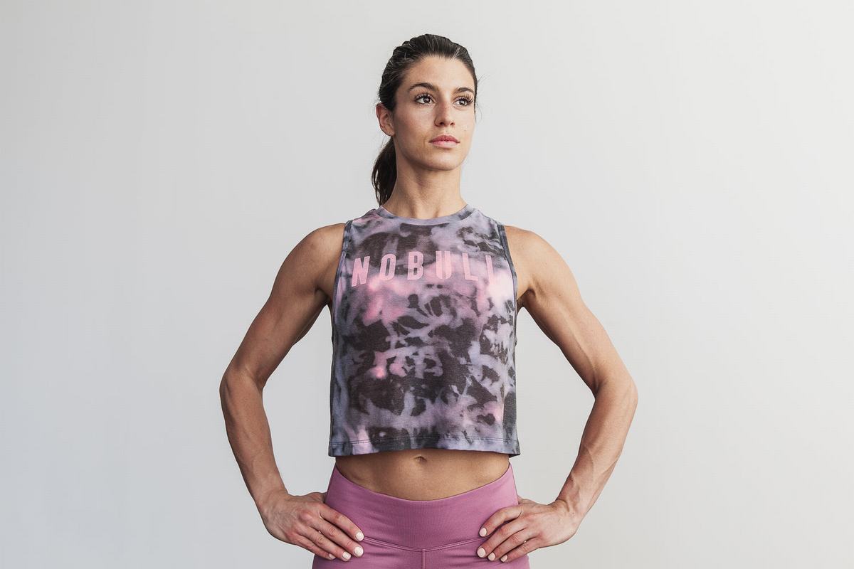 Debardeur Nobull Muscle Tank Tie-Dye Femme Rose Noir | XT5689132