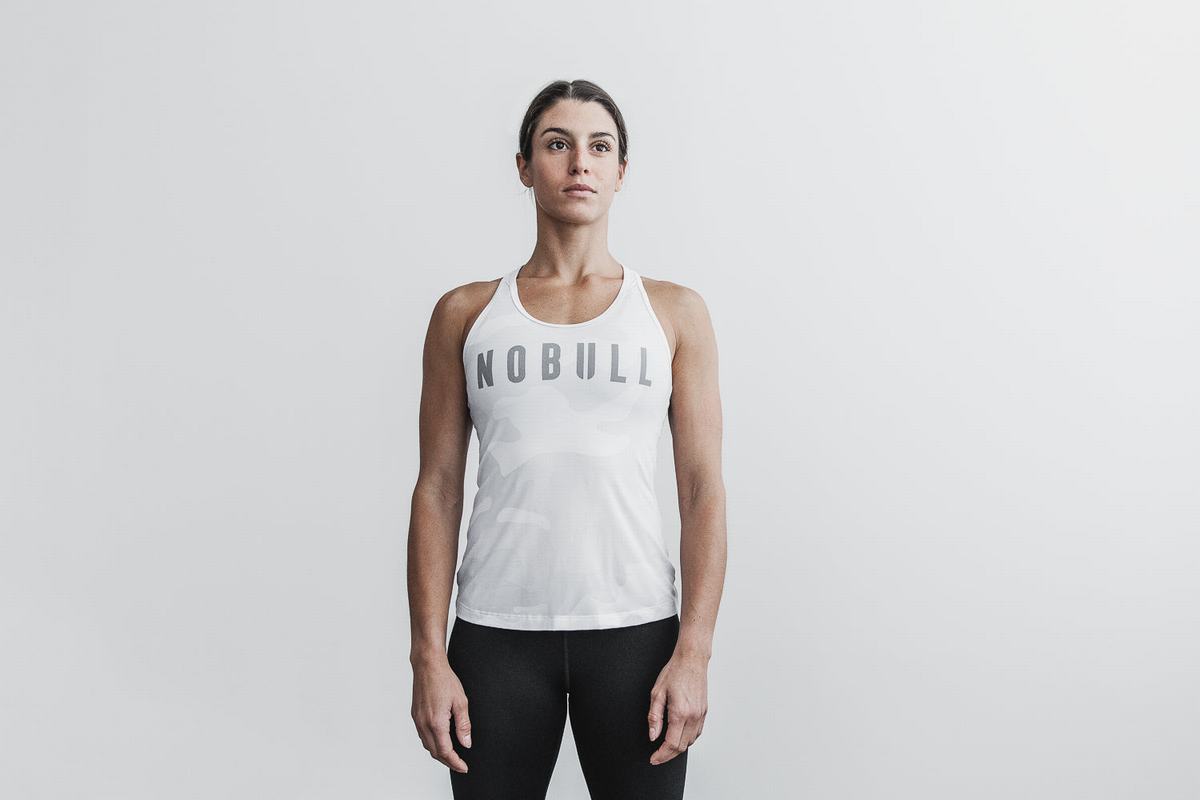 Debardeur Nobull Racerback Tank Femme Blanche Camouflage | AM5401379