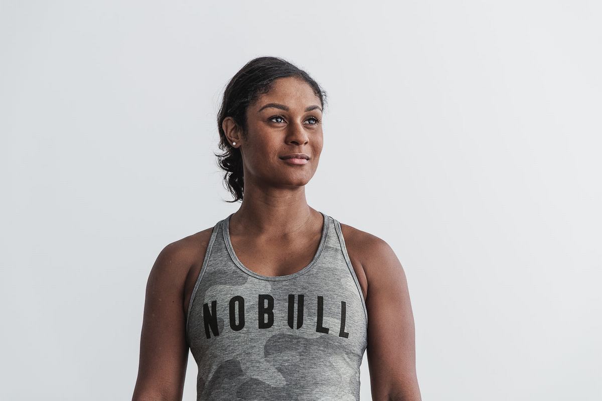 Debardeur Nobull Racerback Tank Femme Grise Camouflage | SL0184792