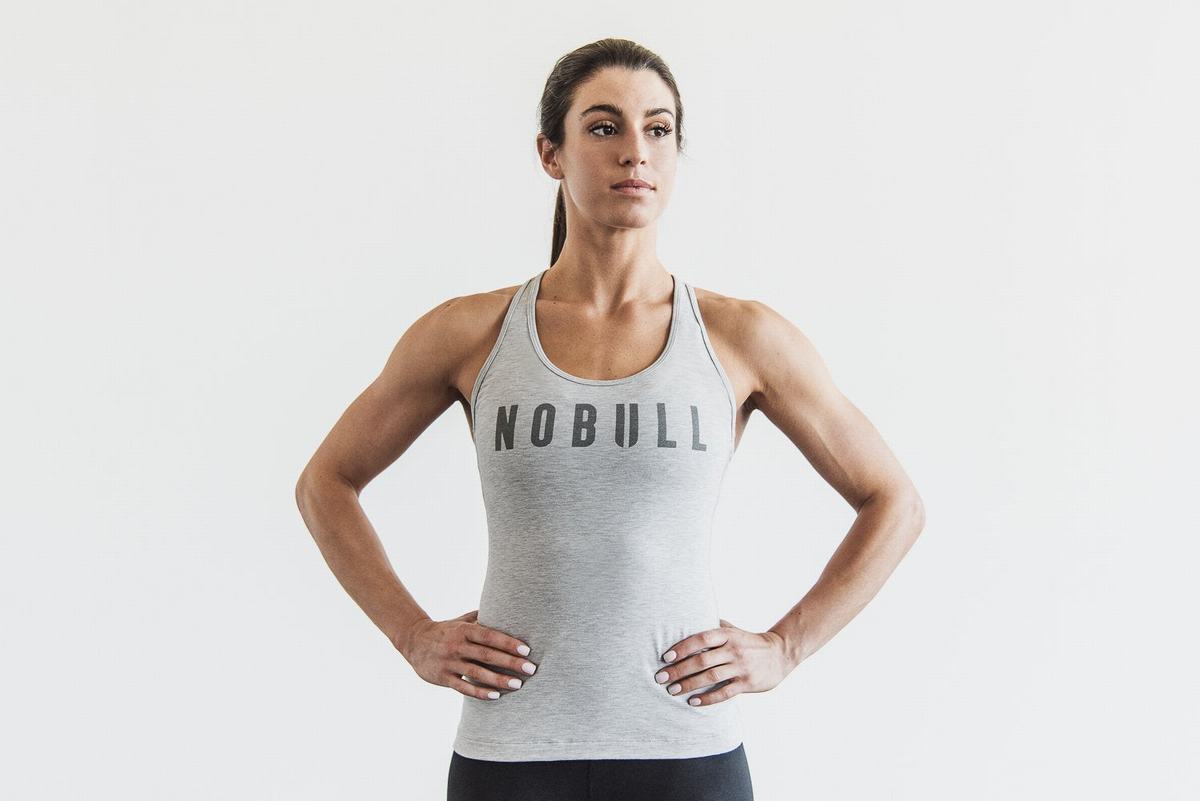 Debardeur Nobull Racerback Tank Femme Grise Clair | TK8907243