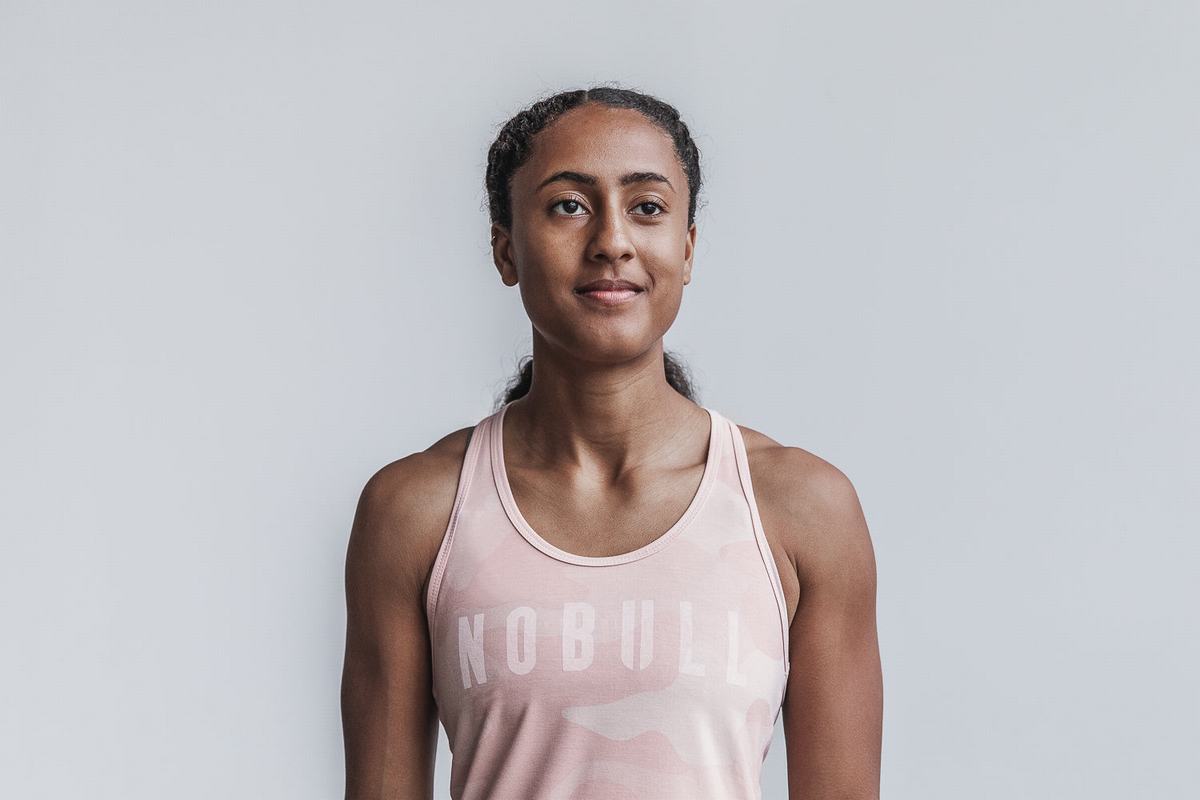 Debardeur Nobull Racerback Tank Femme Rose Camouflage | IV2165480