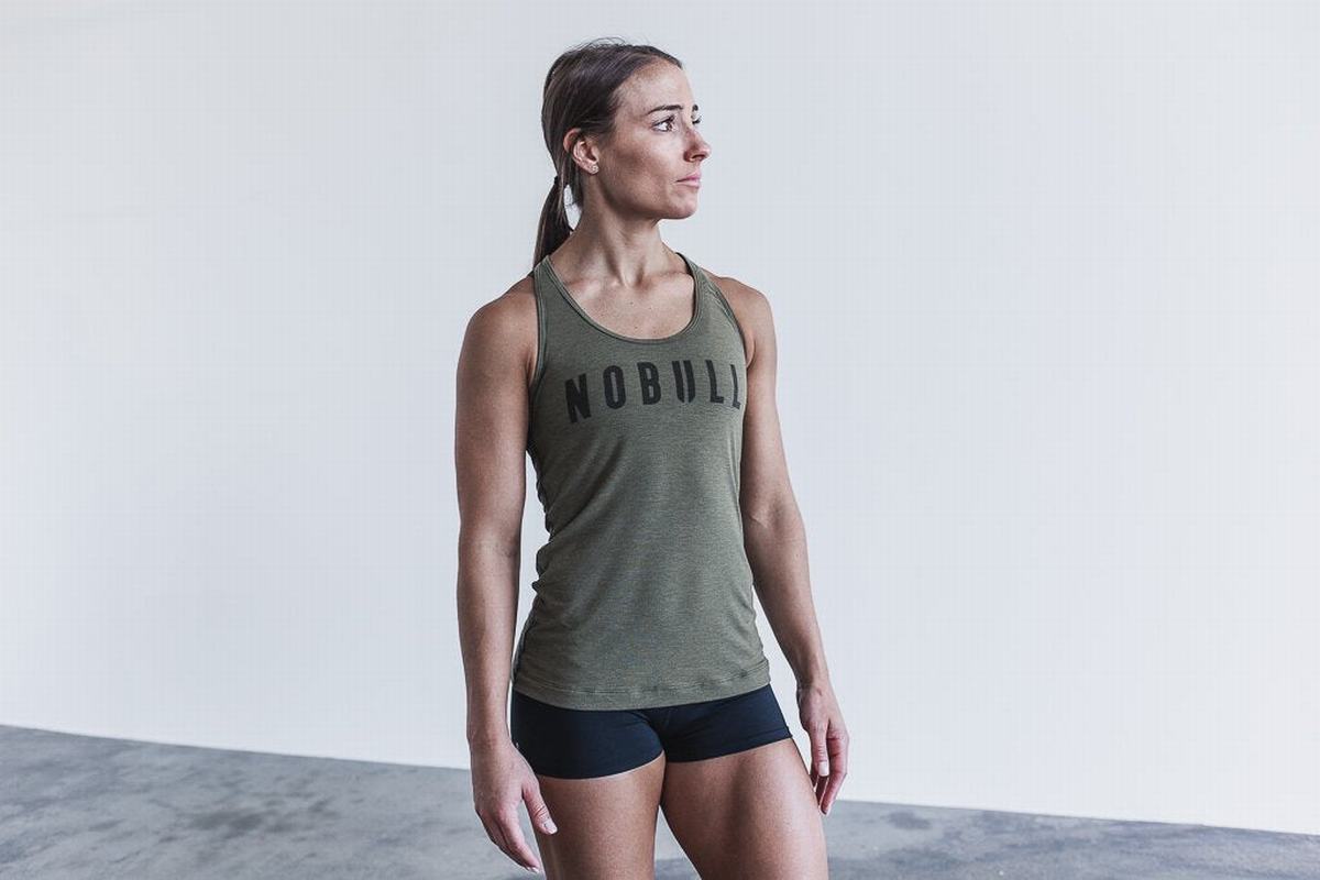 Debardeur Nobull Racerback Tank Femme Vert | BU7831529
