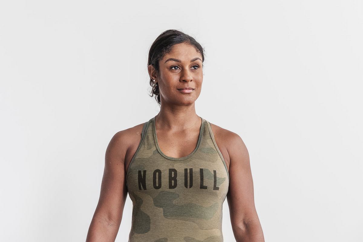 Debardeur Nobull Racerback Tank Femme Vert Camouflage | NX3825640