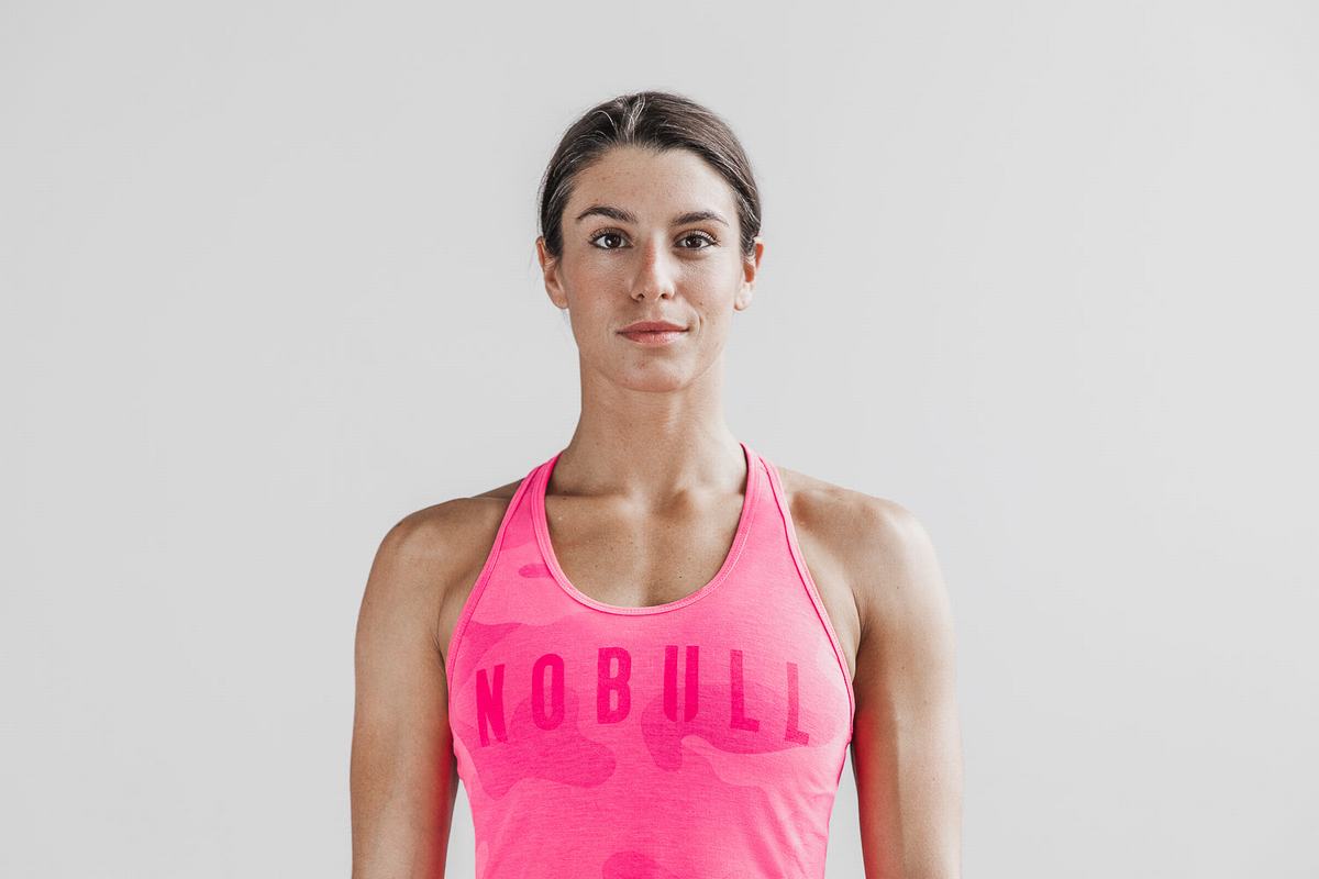 Debardeur Nobull Racerback Tank Neon Femme Rose Camouflage | EU8250936