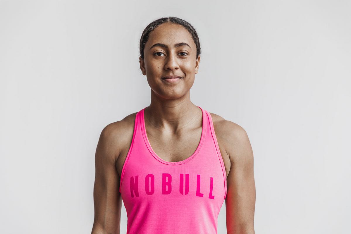 Debardeur Nobull Racerback Tank Neon Femme Rose | OG4759281