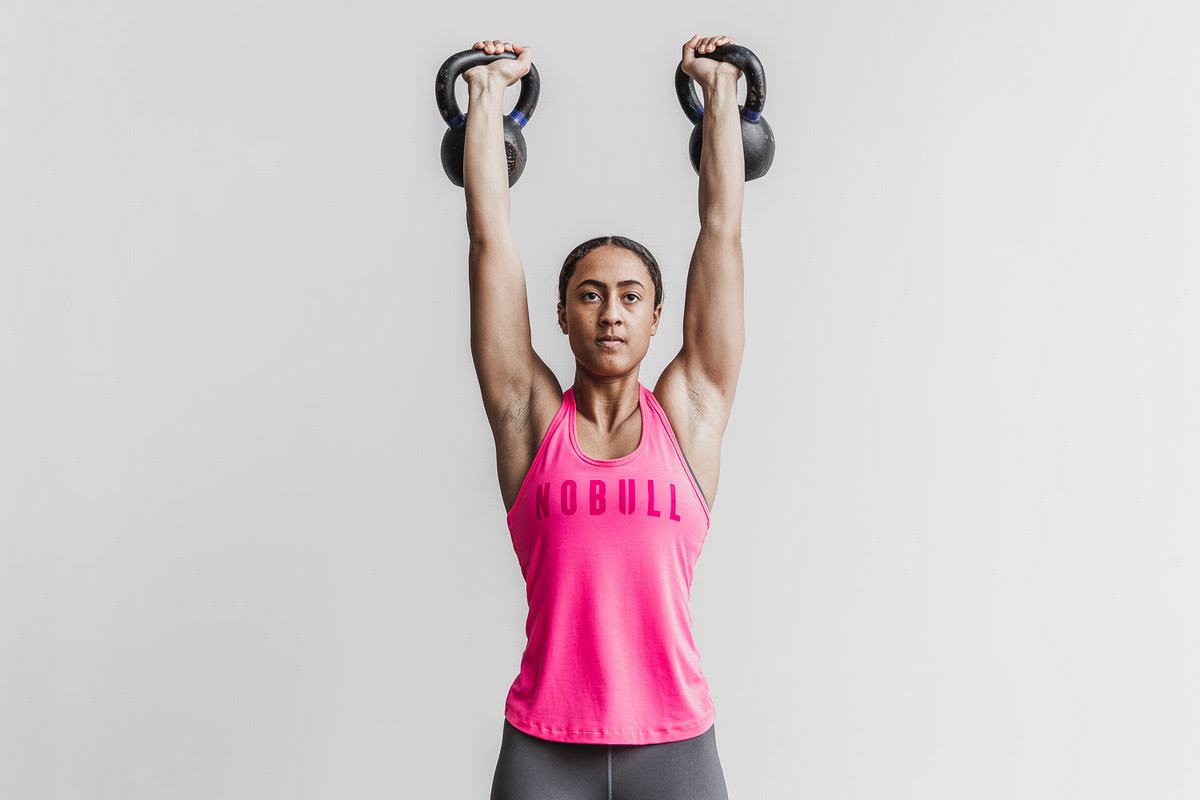 Debardeur Nobull Racerback Tank Neon Femme Rose | OG4759281