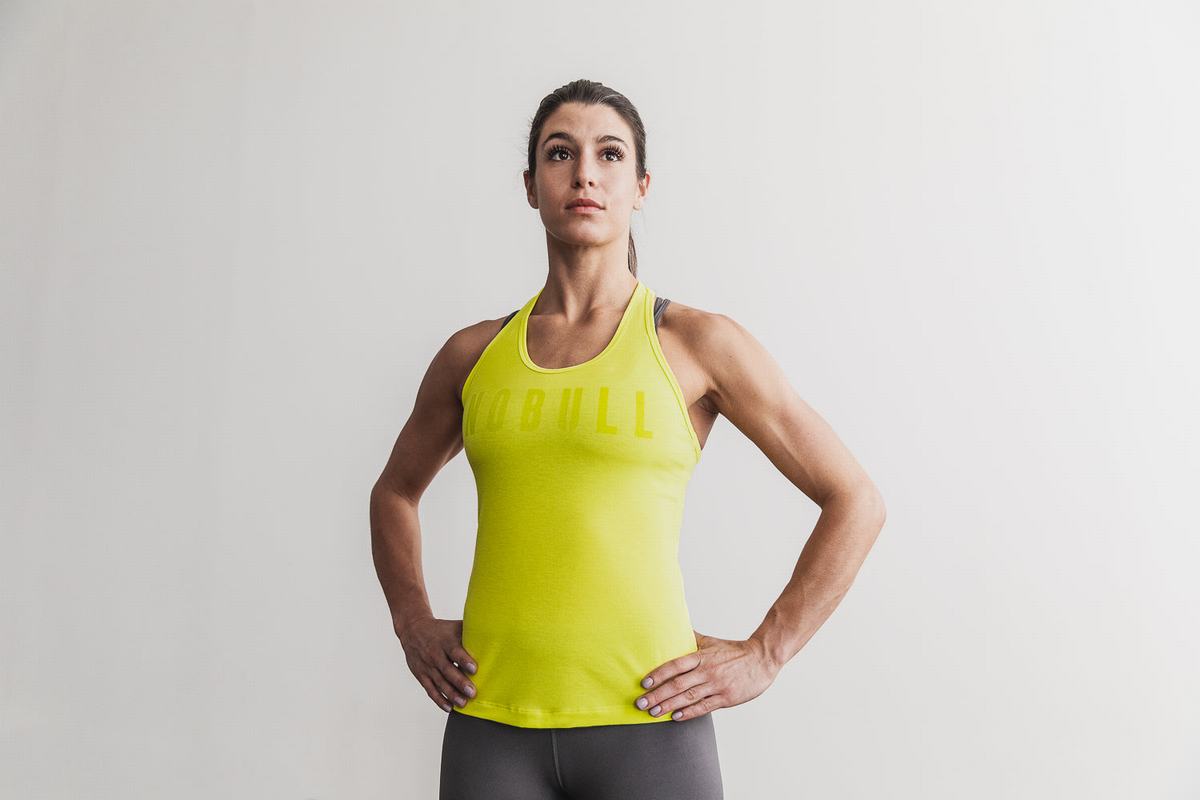Debardeur Nobull Racerback Tank Neon Femme Jaune | VU3718460