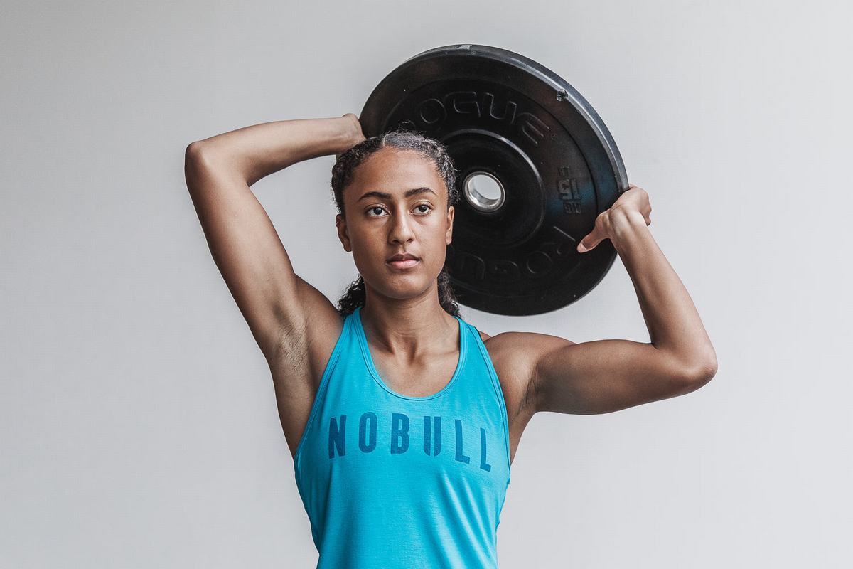 Debardeur Nobull Racerback Tank Neon Femme Bleu | WZ7560342