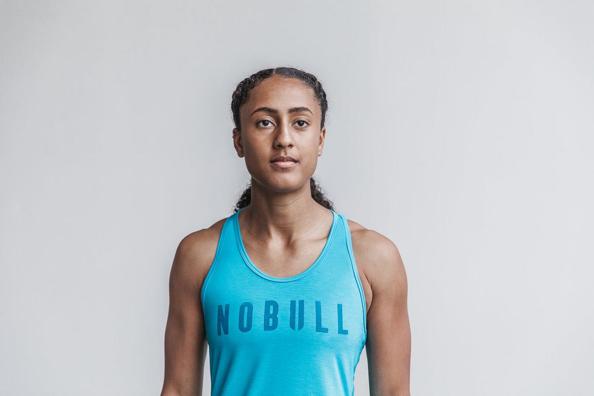 Debardeur Nobull Racerback Tank Neon Femme Bleu | WZ7560342
