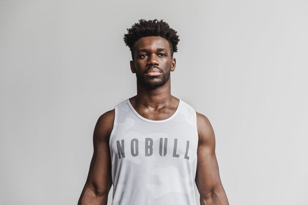 Debardeur Nobull Tank Homme Blanche Camouflage | IO6123087