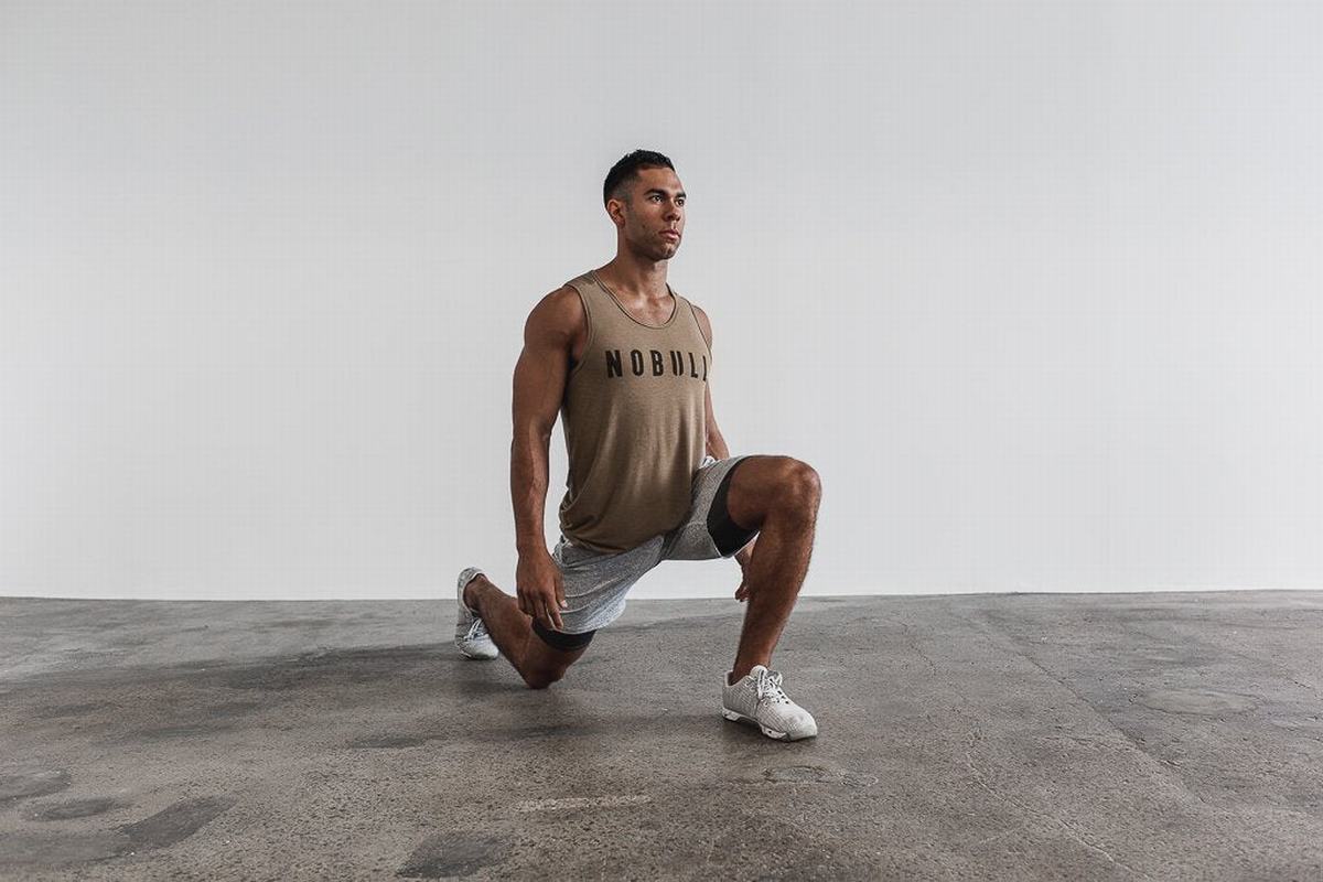 Debardeur Nobull Tank Homme Marron Clair | HE0476281