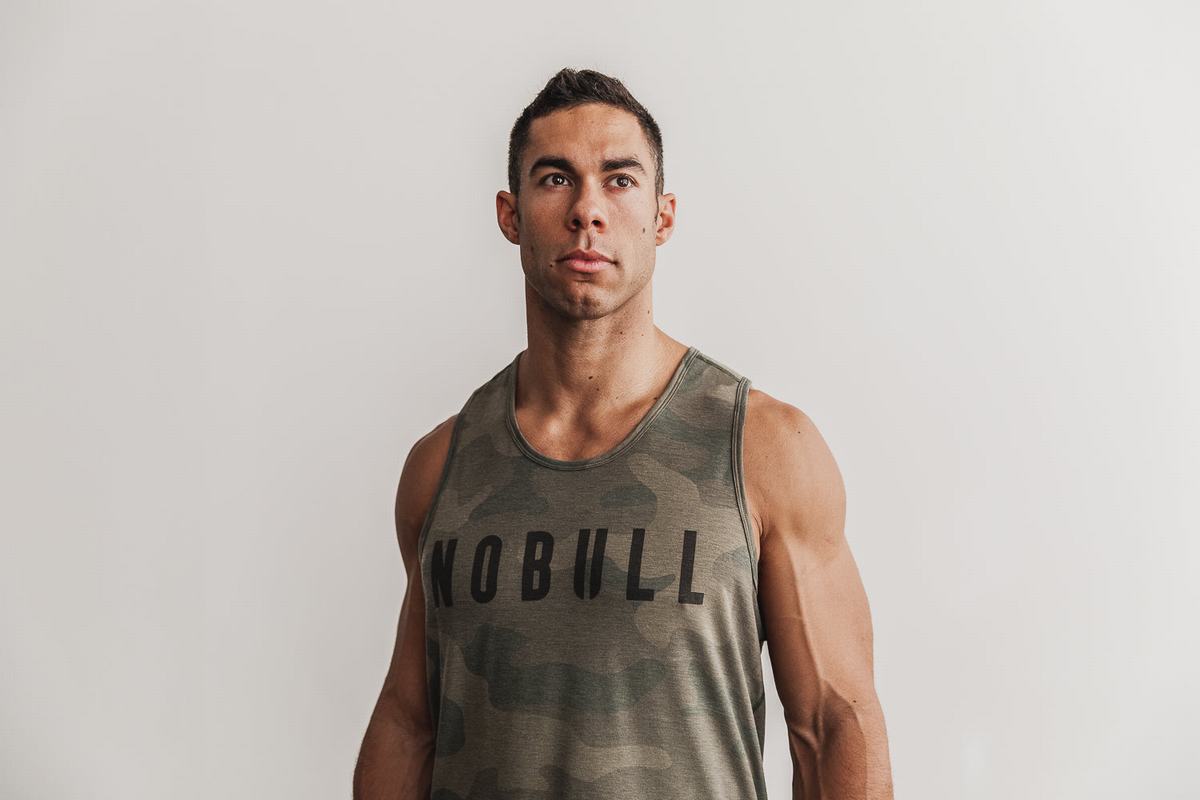 Debardeur Nobull Tank Homme Vert Camouflage | PT3081597