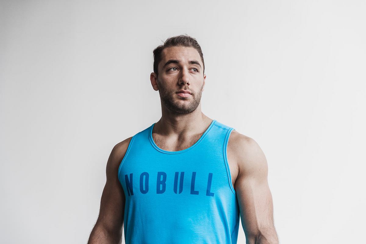 Debardeur Nobull Tank Neon Homme Bleu | ZQ0915346