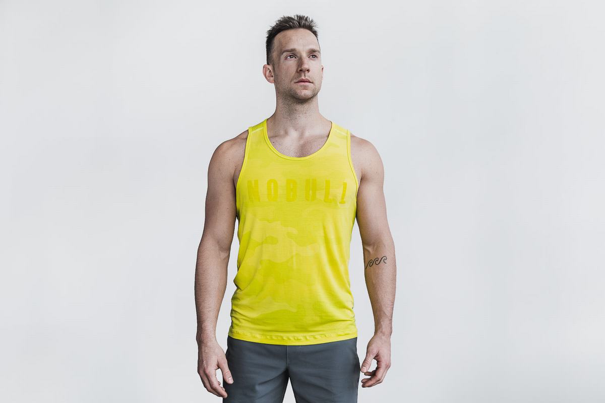 Debardeur Nobull Tank Neon Homme Jaune Camouflage | KR0749283