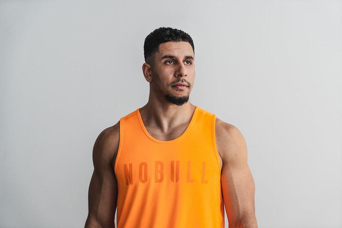 Debardeur Nobull Tank Neon Homme Orange | LT0187459