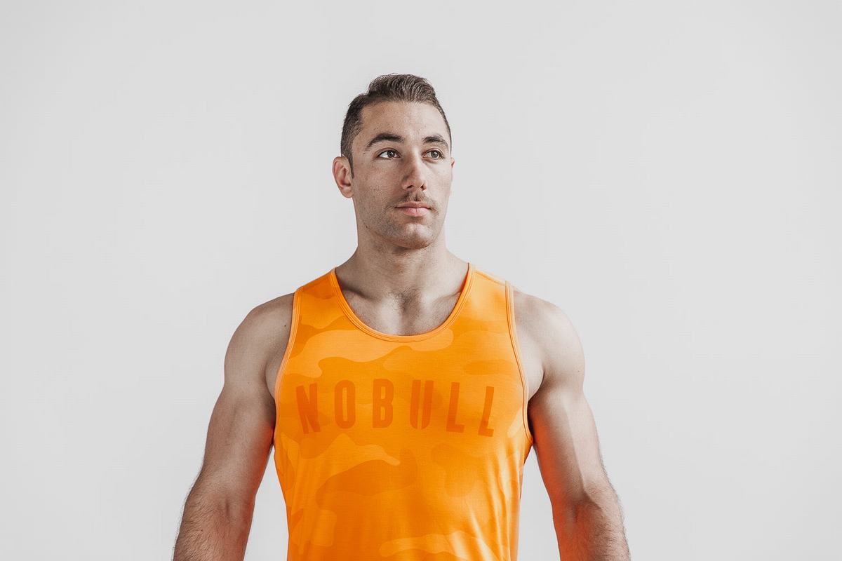 Debardeur Nobull Tank Neon Homme Orange Camouflage | WS4678095
