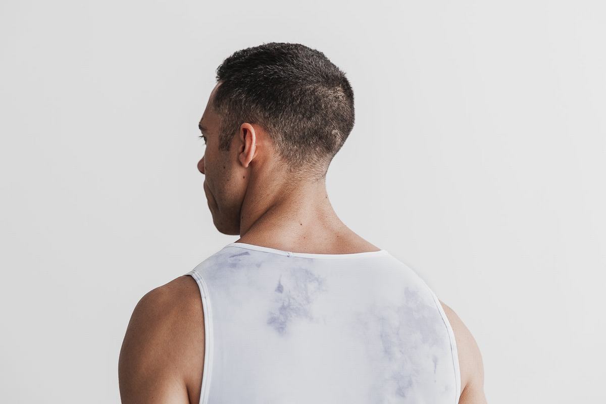 Debardeur Nobull Tank Tie-Dye Homme Blanche | XU2438016
