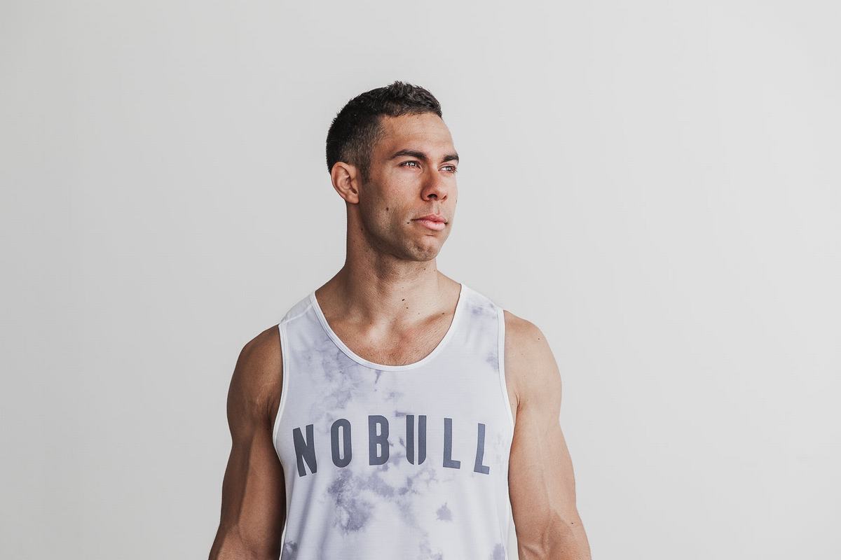 Debardeur Nobull Tank Tie-Dye Homme Blanche | XU2438016