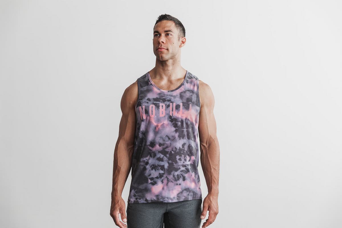 Debardeur Nobull Tank Tie-Dye Homme Rose Noir | ZY2681954