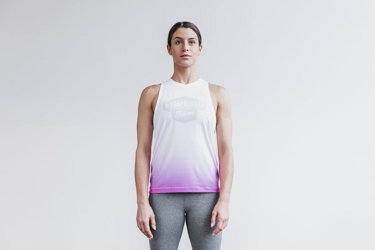 Debardeur Nobull Wodapalooza High-Neck Dip-Dye Tank Femme Blanche | QC4823971