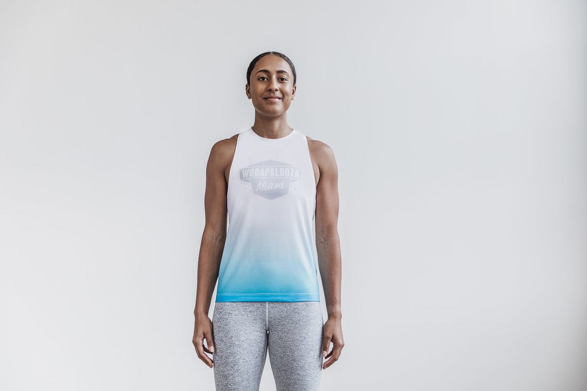 Debardeur Nobull Wodapalooza High-Neck Dip-Dye Tank Femme Bleu | RW2953647