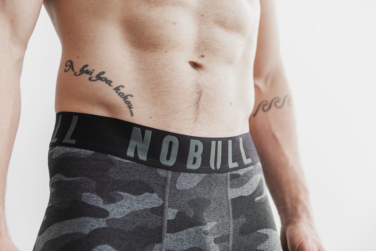 Leggings Nobull 3/4 Compression Tight Plush Heather Homme Grise Foncé Camouflage | OM1069842