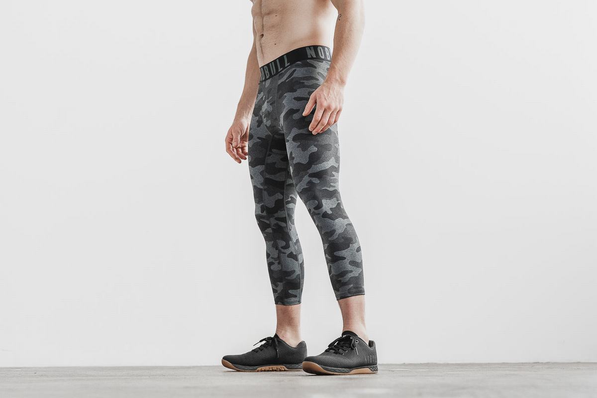 Leggings Nobull 3/4 Compression Tight Plush Heather Homme Grise Foncé Camouflage | OM1069842