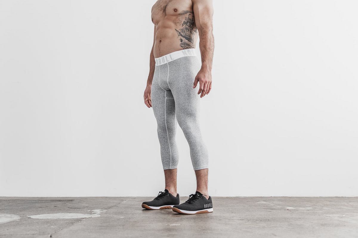 Leggings Nobull 3/4 Compression Tight Plush Heather Homme Blanche | OY8251706