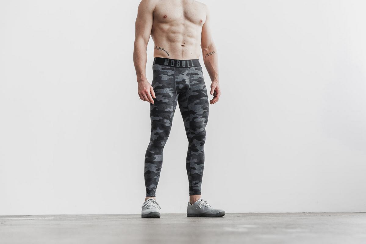 Leggings Nobull Compression Tight Plush Heather Homme Grise Foncé Camouflage | BY7536298