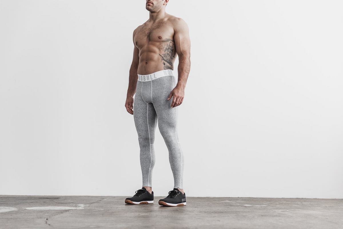 Leggings Nobull Compression Tight Plush Heather Homme Blanche | ZM3019726