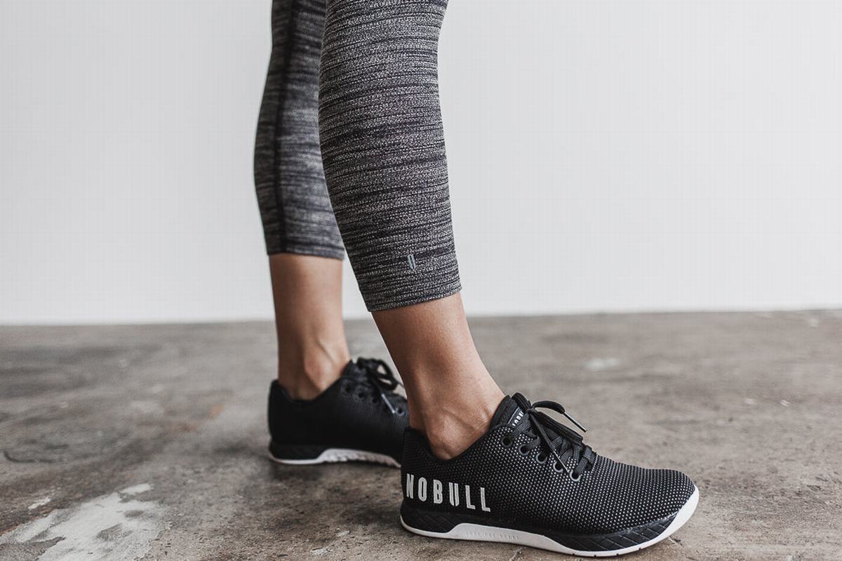 Leggings Nobull Crop Melange Femme Noir | ZD3291408