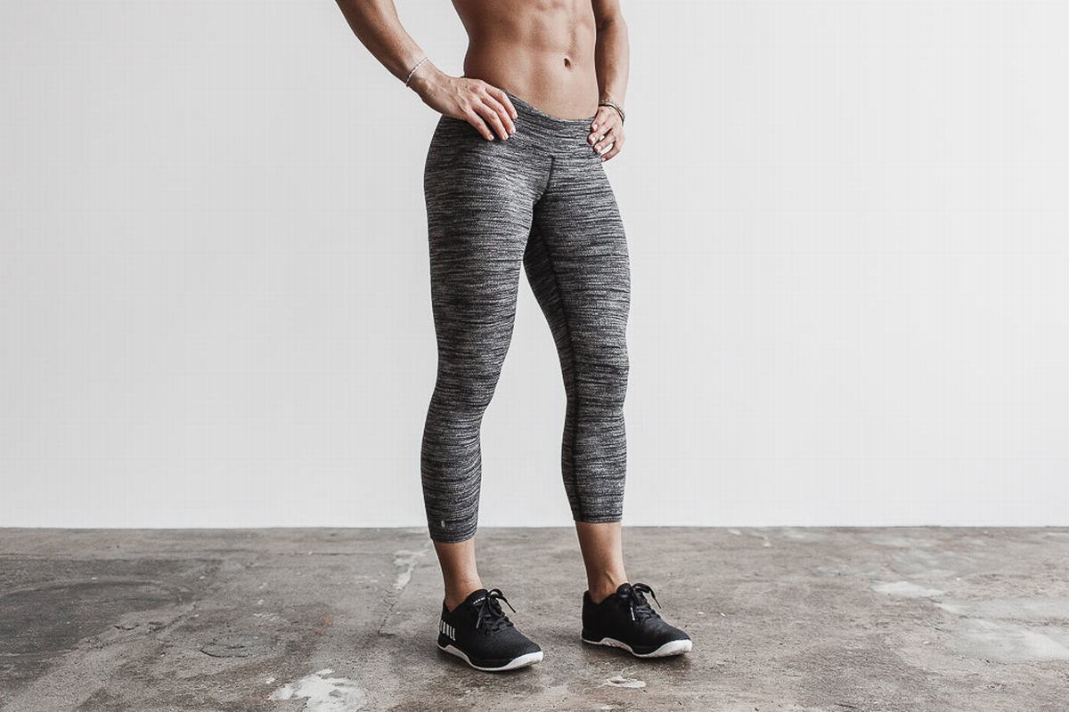 Leggings Nobull Crop Melange Femme Noir | ZD3291408