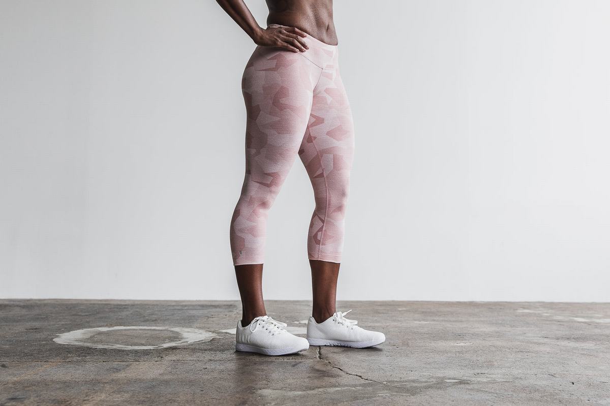 Leggings Nobull Crop Melange Femme Rose Camouflage | IM0439782